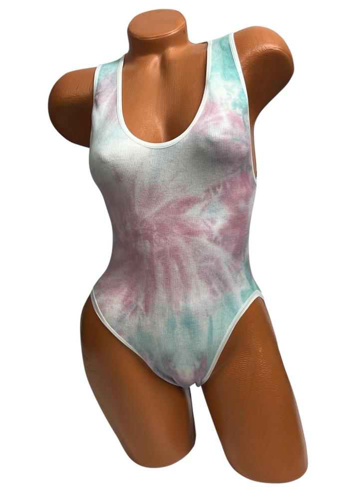 Body Dama cu Bretea Lata si Chilot Clasic ,Culoare Imprimeu tie-dye (efect de vopsire) ,Engros